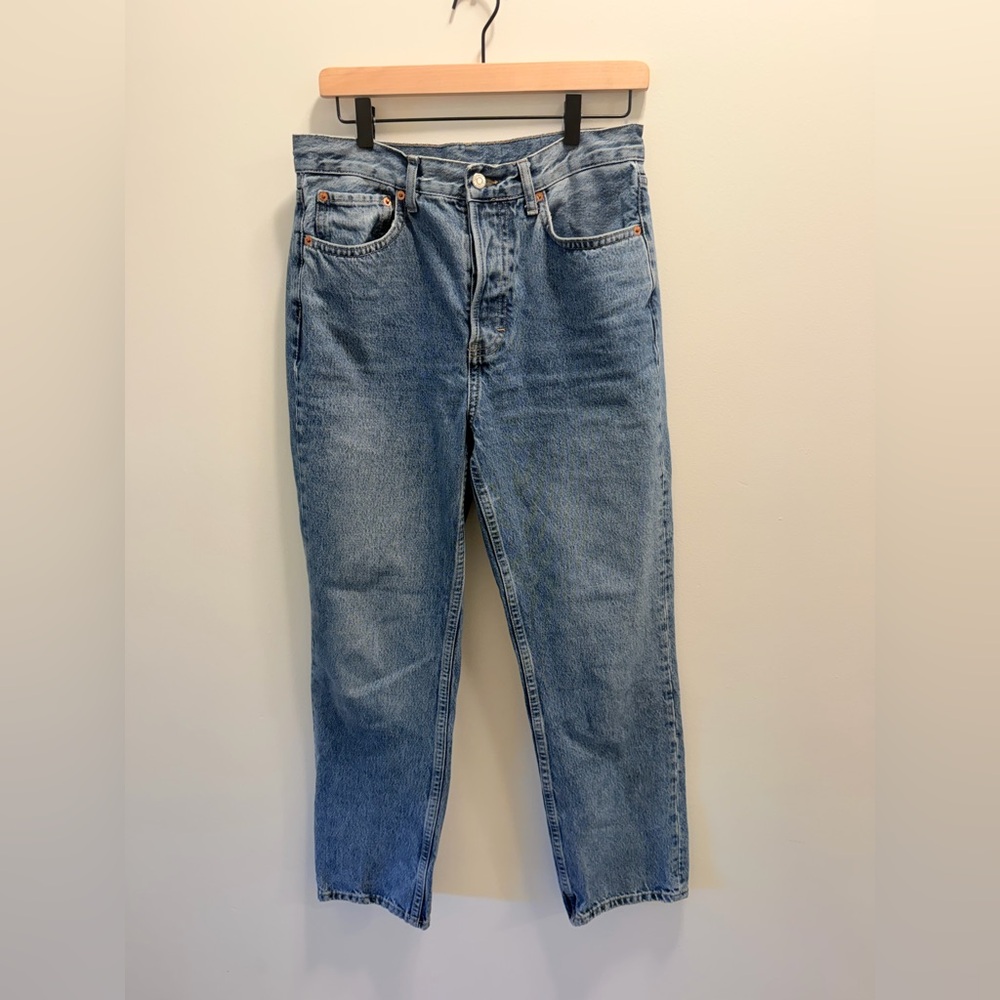 Topshop Straight Leg Jeans Size 28 W28 L30 Classic Light Wash Denim - Picture 3 of 7